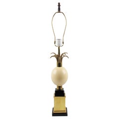 Maison Charles France, Ostrich Egg and Brass Table Lamp, 1970s