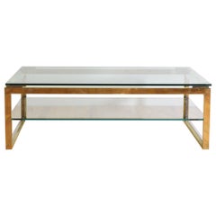 Italian Brass and Chrome 2-Tier Glass Coffee Table, 2nd half 20th century