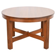 Gustav Stickley Antique Mission Oak Arts & Crafts Round Dining Table, Restored