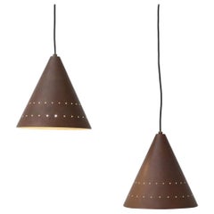 Mid-Century E.S. Horn Aalestrup Attributed Copper Cone Ceiling Pendant Lights
