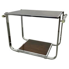 Ralph Lauren Chrome & Lucite Modern Wood Bar Tea Table 