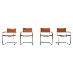 Set of 4 Cognac Leather and Chrome Armchairs by Mart Stam for Thonet, 1926