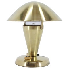 Vintage 1930s Bauhaus Brass Finish "Mushroom" Table Lamp, Czechoslovakia