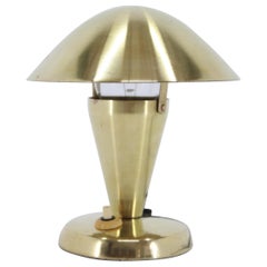 1930s Bauhaus Brass Finish "Mushroom" Table Lamp, Czechoslovakia