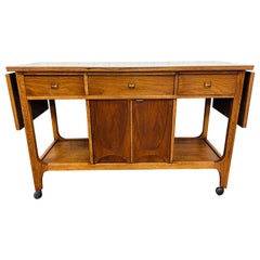 Mid-Century Modern Broyhill Brasilia Walnut Serving Cart