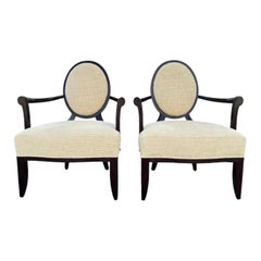 1980s Barbara Barry for Baker Furniture Oval X Back Chairs, a Pair