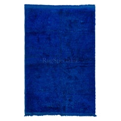 Tapis turc Tulu bleu indigo, 100 % laine, options personnalisées disponibles