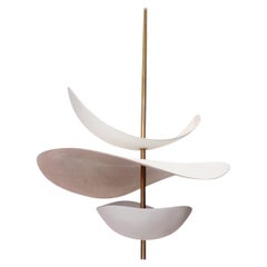 Floating Organic Forms Sculptural Ceramic & Brass Lamp by Elsa Foulon