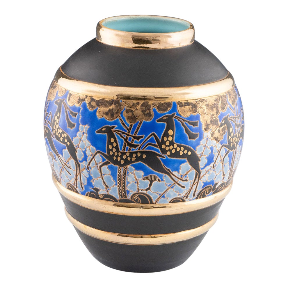 Vaso in terracotta Boch Freres di Raymond Chevalier (1900-1959) in vendita