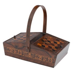 Tunbridge Ware Sewing Box with Swing Handle c1850