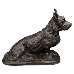 Pierre-Nicolas Tourgueneff : « terrier écossais », sculpture en bronze, vers 1900