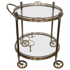 Round Silvered Brass Drinks Trolley by Maison Bagués
