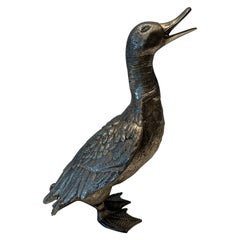 Tall Silvered Bronze Duck