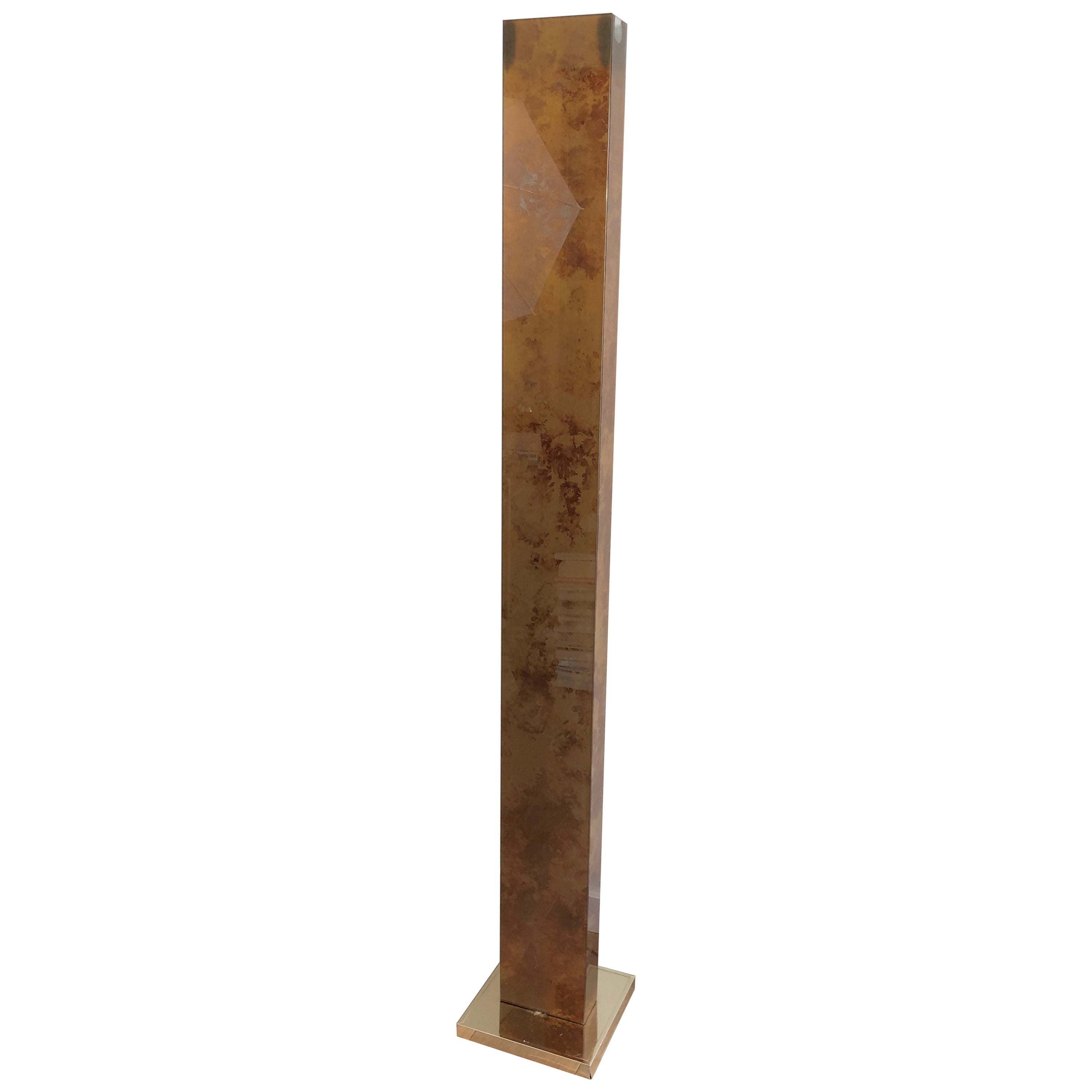 Gilt Lucite Floor Lamp with Gilt Metal Base