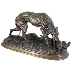 Jules Moigniez Bronze Sculpture of a Pointer and Pheasant, 19th Century