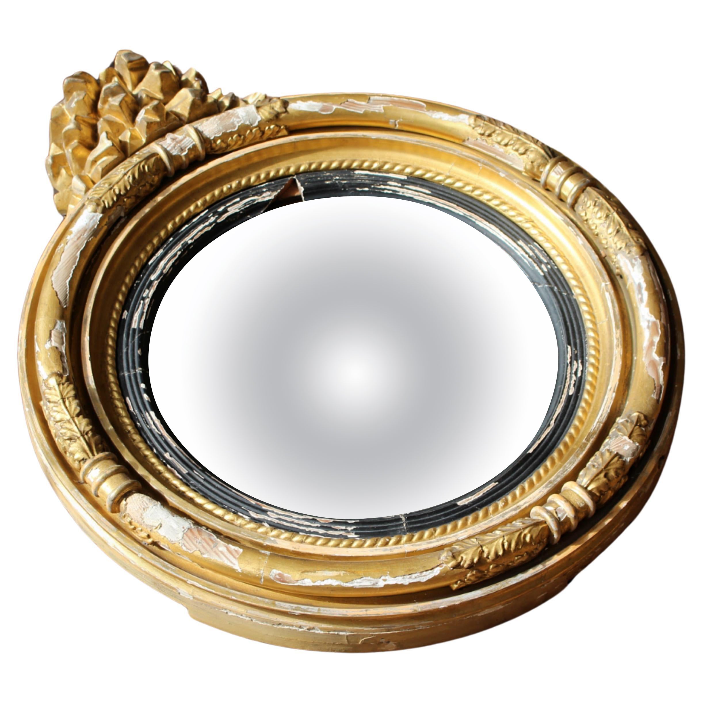 Early 19th Century William IV Gilt Convex Mirror Country House Antique