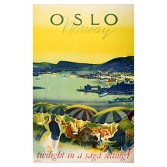 Original Vintage Travel Poster Oslo Norway Twilight In Saga Setting Scandinavia