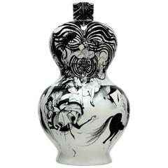 "Animal Master" Hand-Painted and Glazed Porcelain Vase, Cathrine Raben Davidsen
