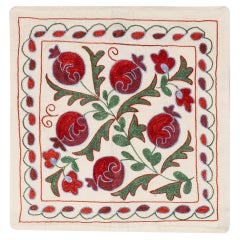 19''x19'' Ft Silk Embroidery Cushion Cover, Uzbek Lace Pillow Modern Toss Pillow