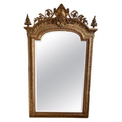 Large Circa 1790s Gilt English Floral Country House Bevelled Edge Mirror 
