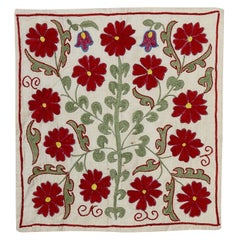 18 "x19" Housse de coussin en dentelle florale Suzani, housse de coussin brodée en coton et soie