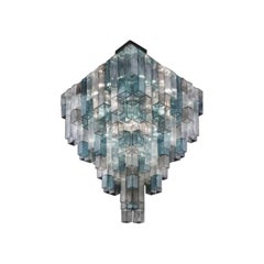 Murano blown Glass Empire 7471 Suspension Lamp Grey and Blue Venetian crystal