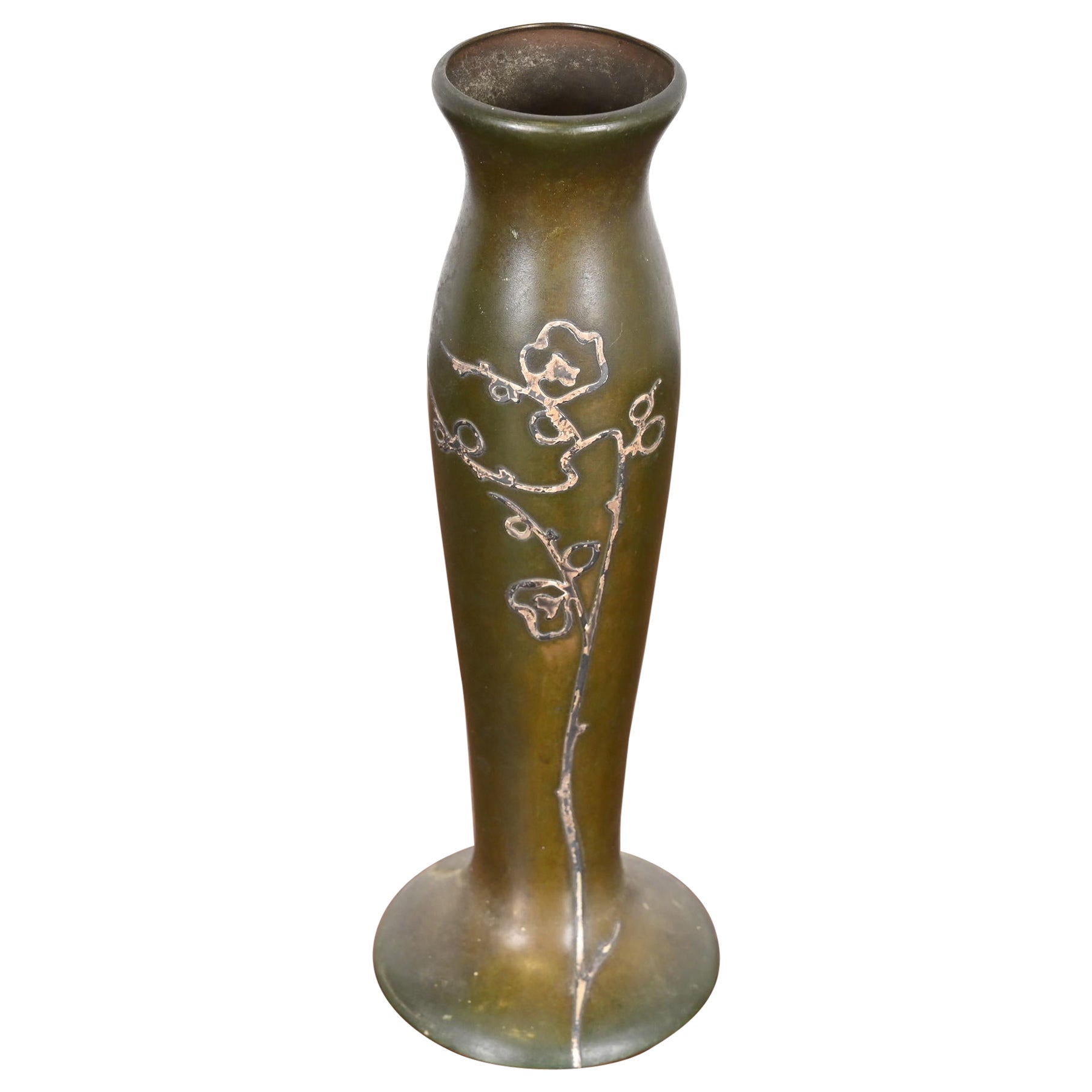 Vaso alto in argento e bronzo di Heintz Arts & Crafts