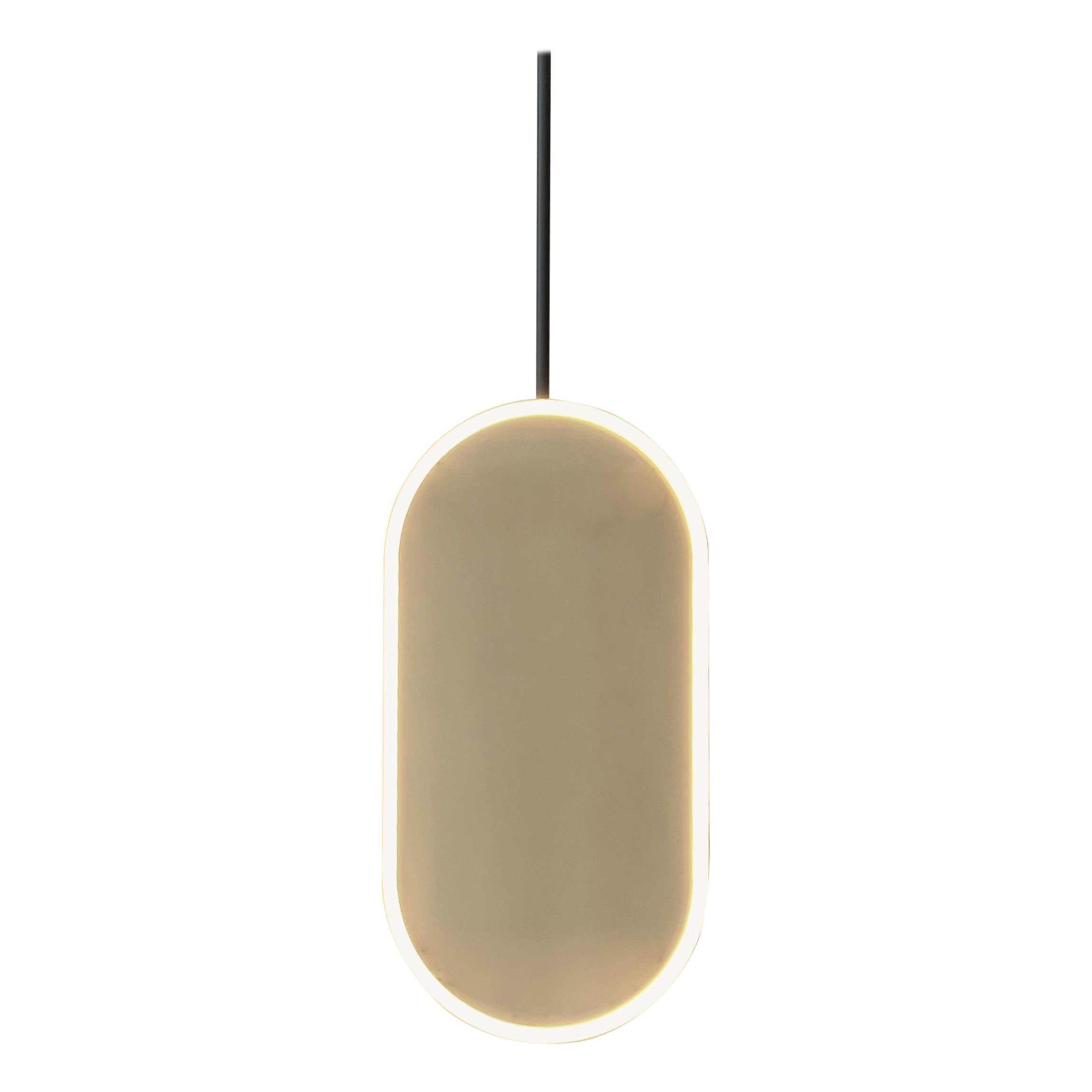 Capsula Ceiling Suspended Illuminated Mirror with Modern Anthracite Grey Frame For Sale
