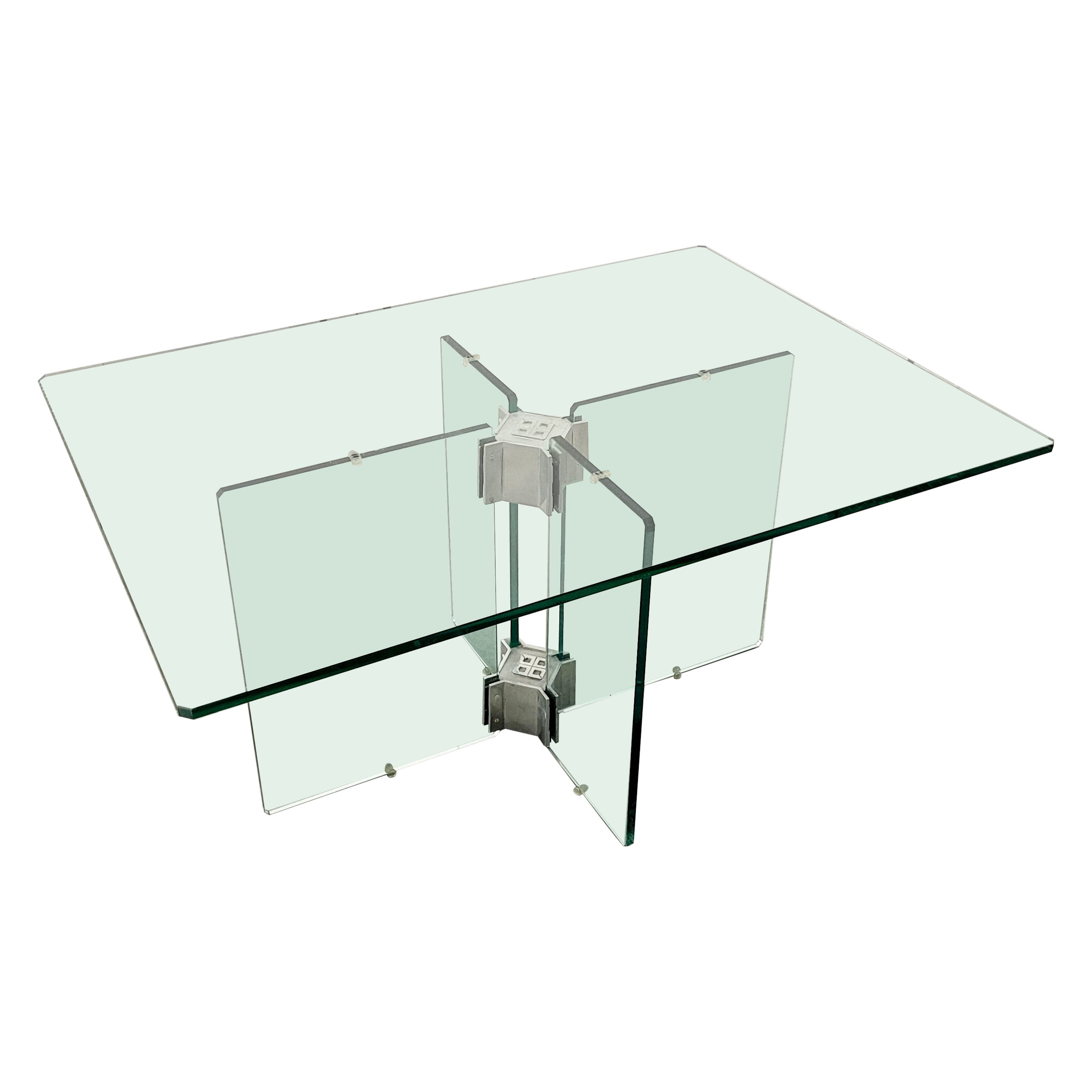 Vintage Glass Coffee Table attributed to Peter Ghyczy, 1970s