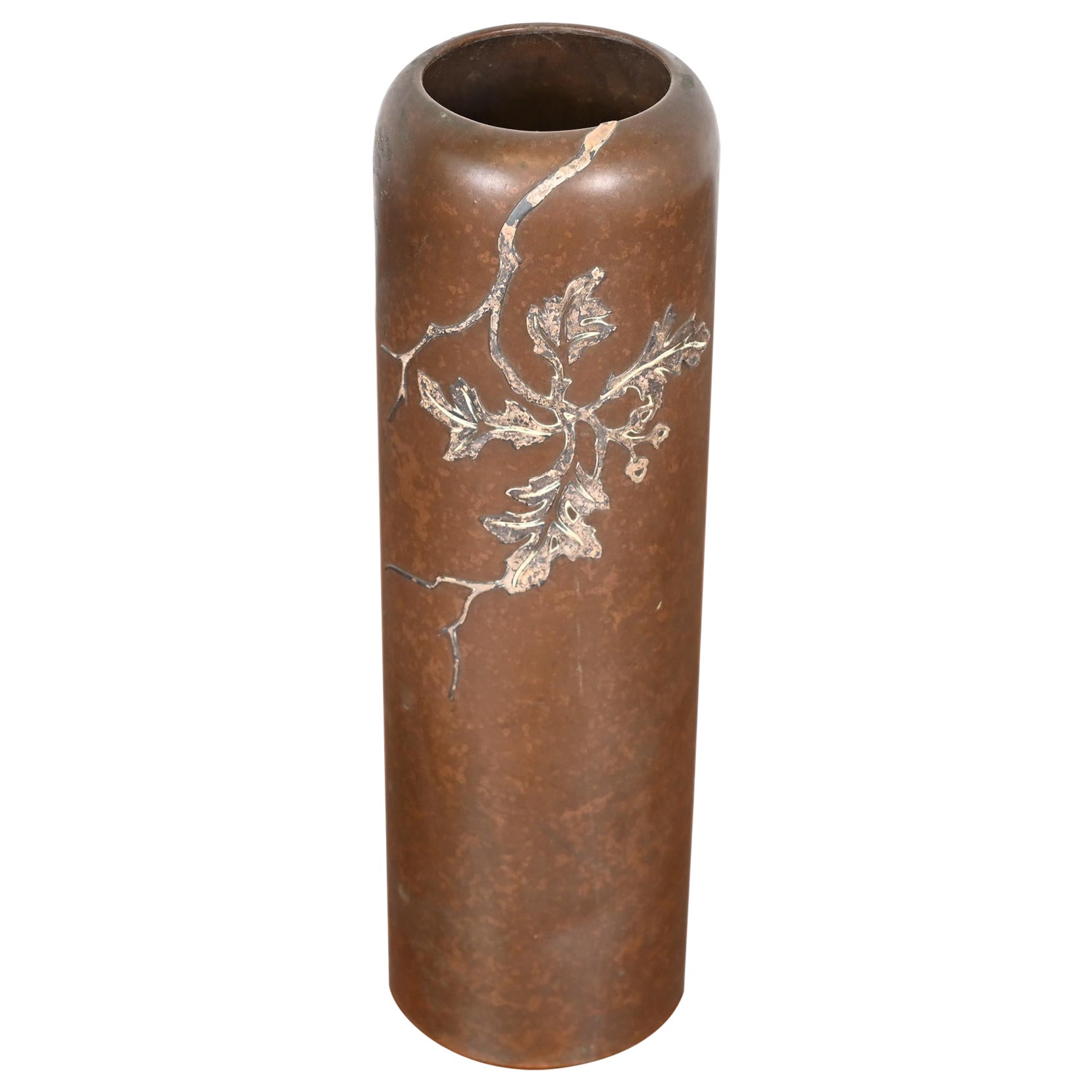 Vase Heintz Arts & Crafts en argent sterling sur bronze