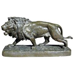 Louis Vidal circa 1868 "Striding Lion" Animalier en bronze français