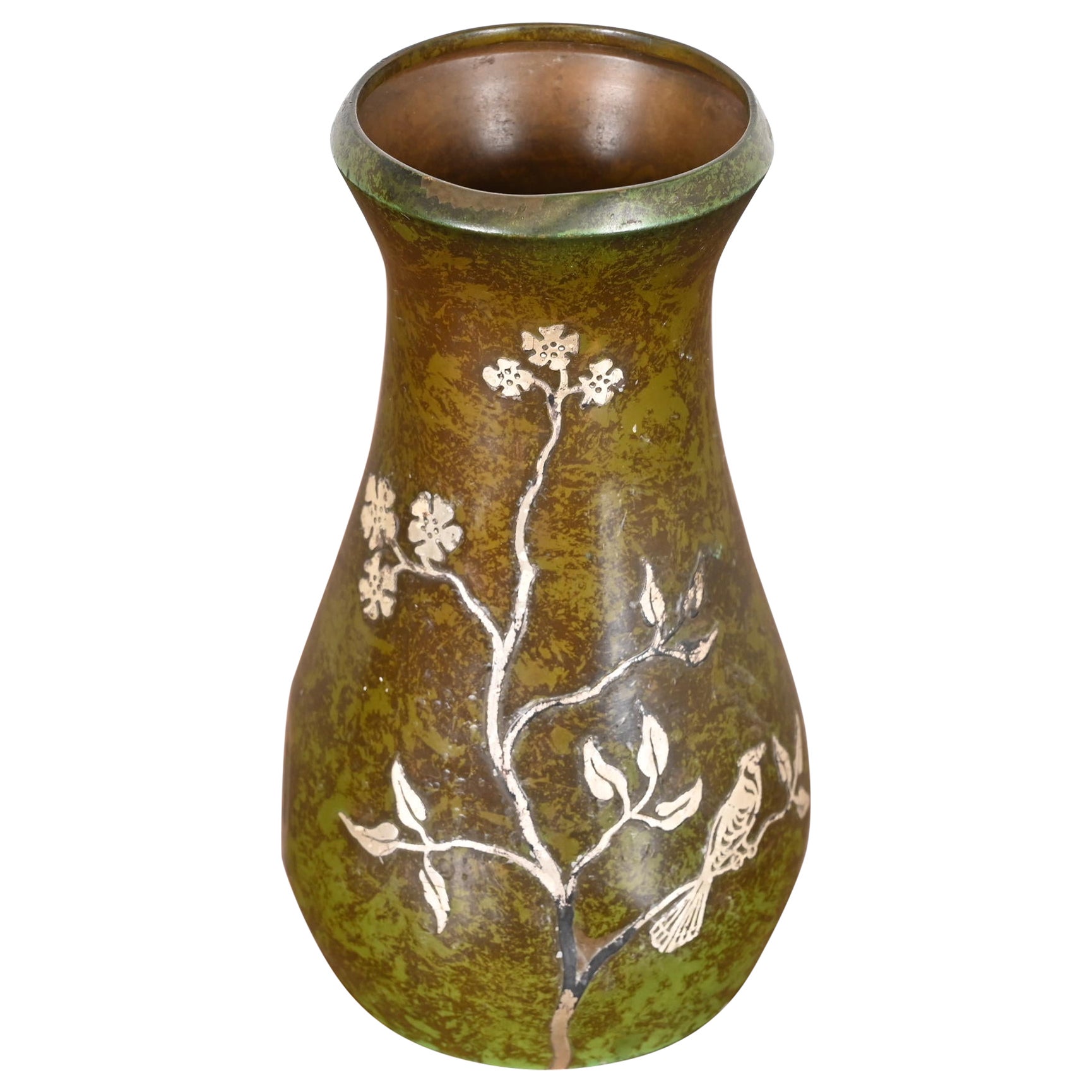 Vase Heintz Arts & Crafts en argent sterling sur bronze
