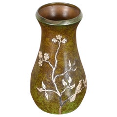 Antique Heintz Arts & Crafts Sterling Silver on Bronze Vase