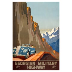 Original Vintage Soviet Travel Poster Georgian Military Highway Intourist USSR