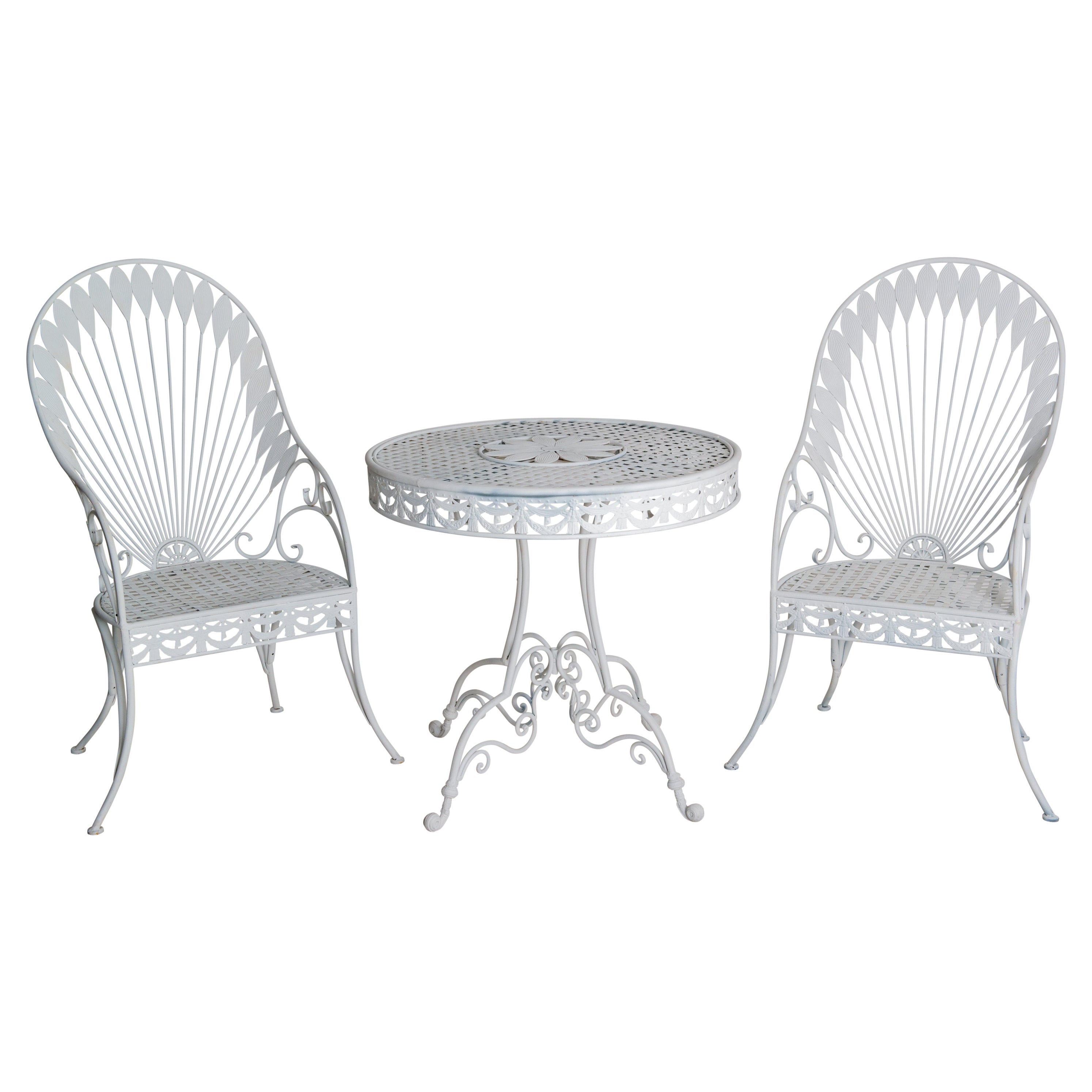 Fantástico conjunto de mesa y silla de hierro de los años 60 Hollywood Regency en venta