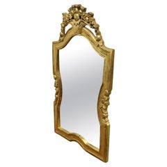 Antique Dramatic Gilt-wood French Wall Mirror  The Mirror has a simple carved gilt Frame