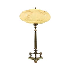 Antique Office Lamp From the Early 20th Century With Glass Shade