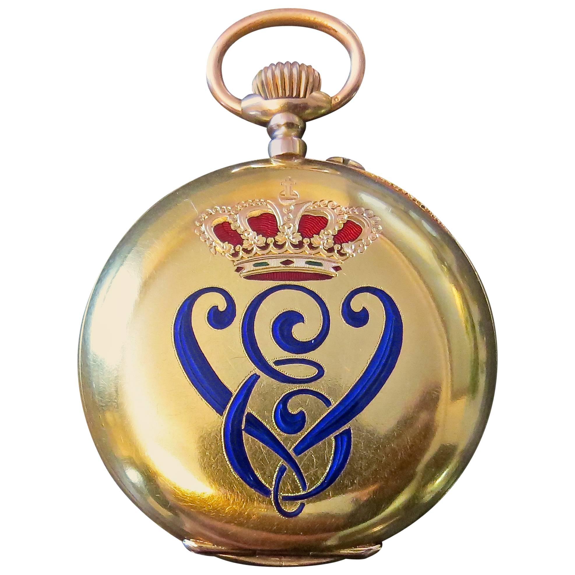 18-Karat Gold Pocket Watch Made by Order of King Victor Emmanuel For Sale