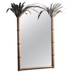 Large Tole Metal Palm Tree Mirror