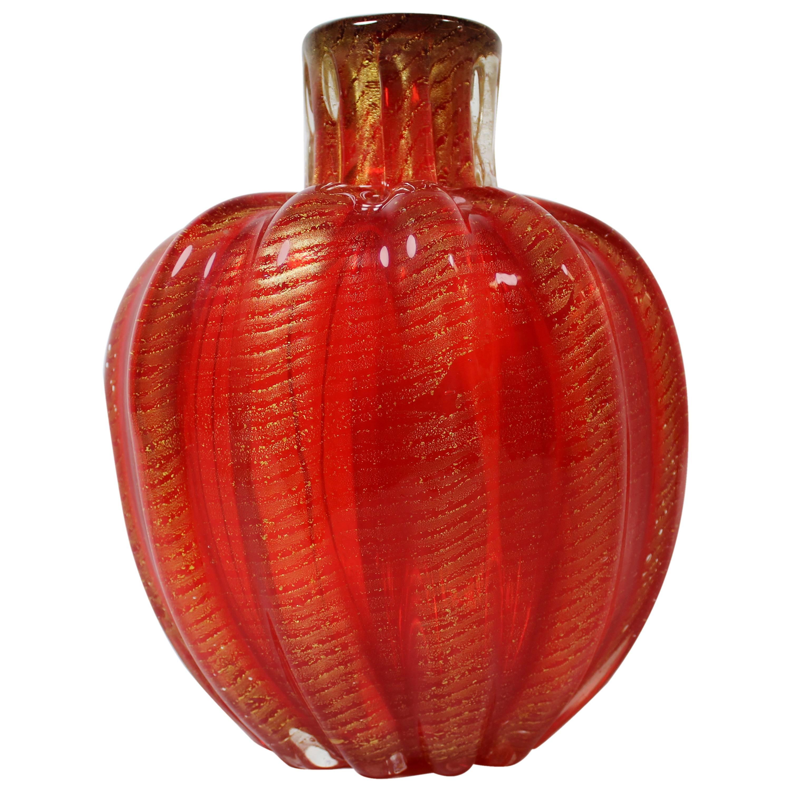 Ercole Barovier Toso Italian Murano Art Glass Vase For Sale