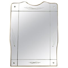 Large Italian Modernist Brass Mirror