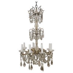 French Brass and Crystal Chandelier