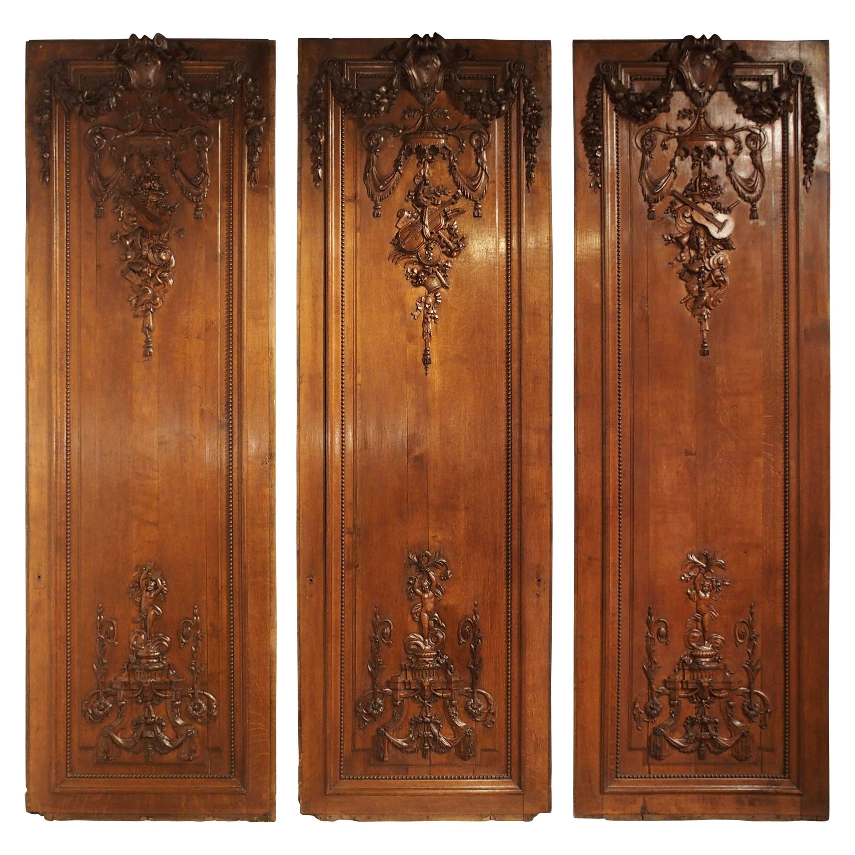 Set of Three Antique French Boiserie Panels, circa 1870 