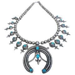 Vintage Navajo Squash Blossom Necklace, circa 1930 Vintage Navajo Squash Blossom Necklace, circa 1930