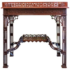 A fine 19th century Chinese Chippendale mahogany silver table 