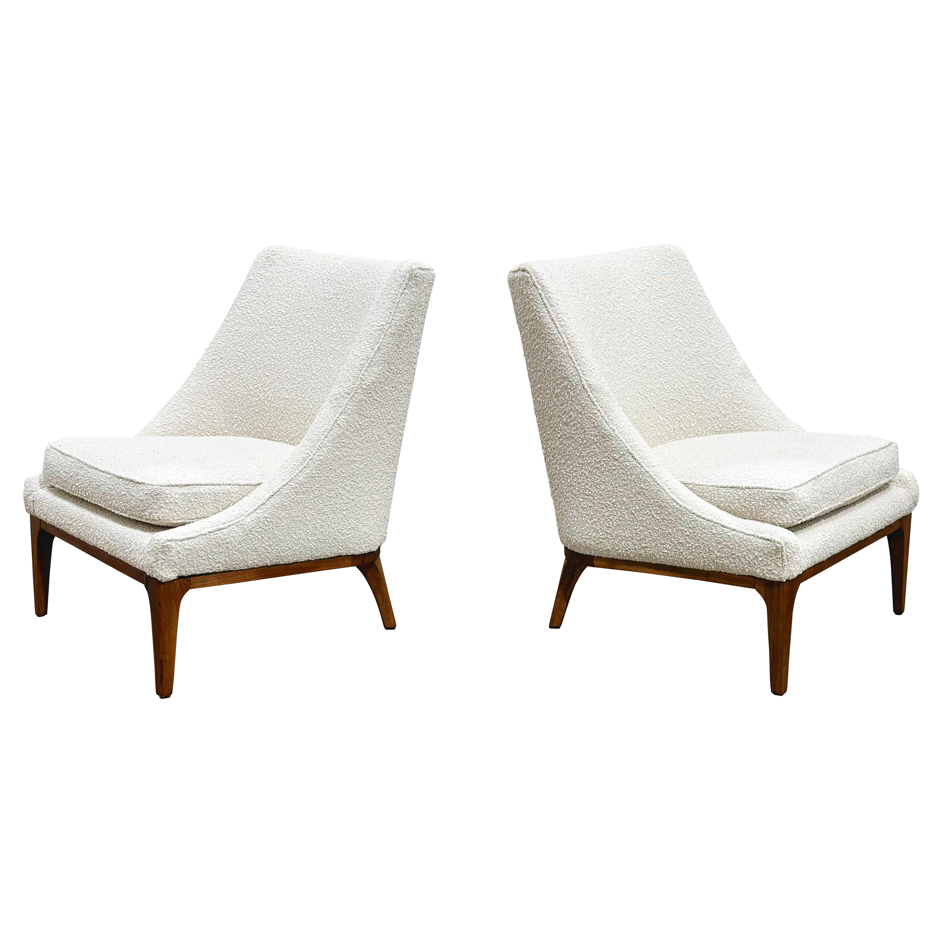 Pair Lawrence Peabody Lounge Chairs - Richardson Nemschoff - White Boucle