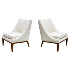 Pair Lawrence Peabody Lounge Chairs - Richardson Nemschoff - White Boucle