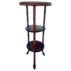 Antique French Root Bamboo & Wood Three Tier Stand C.1900