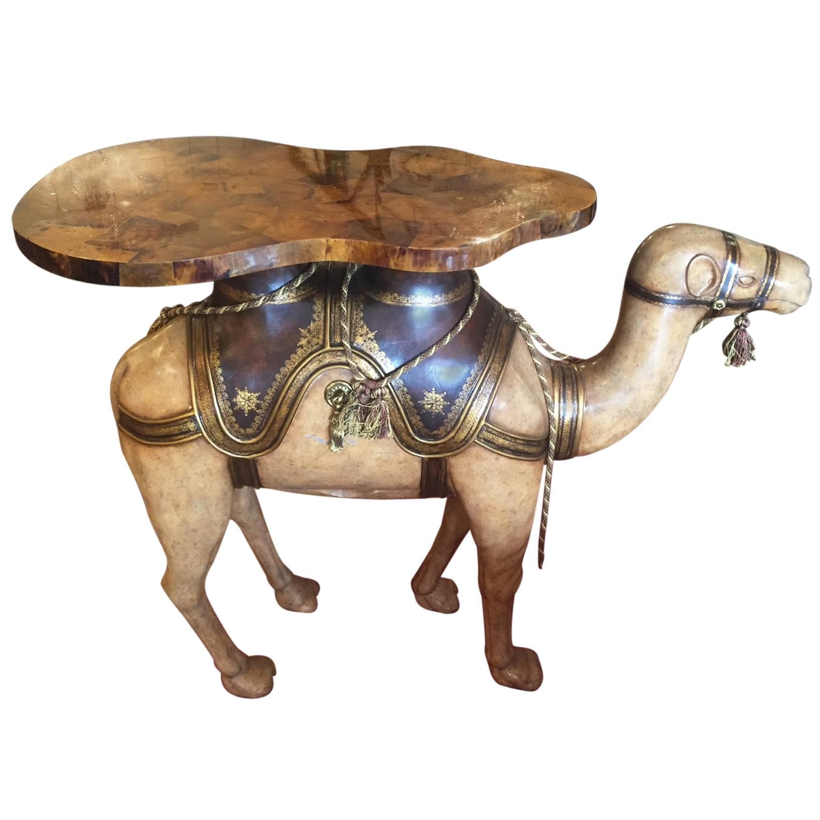 Maitland-Smith Polychrome Paint Decorated Camel Serving Table