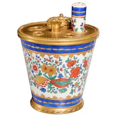 19th C. French Gilt and Porcelain Inkwell - Estate of Barbara J. Walters